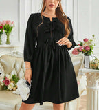 Damen Freizeitkleid mit eleganten Rüschendetails und tailliertem Schnitt R&B