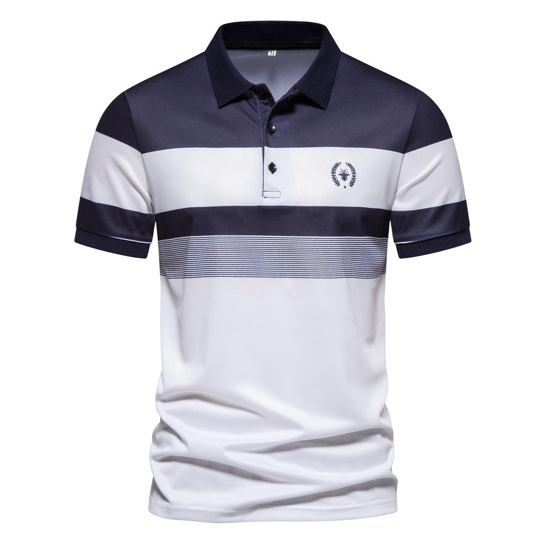 Herren Poloshirt mit modernem Streifenmuster und atmungsaktiven Eigenschaften R&B