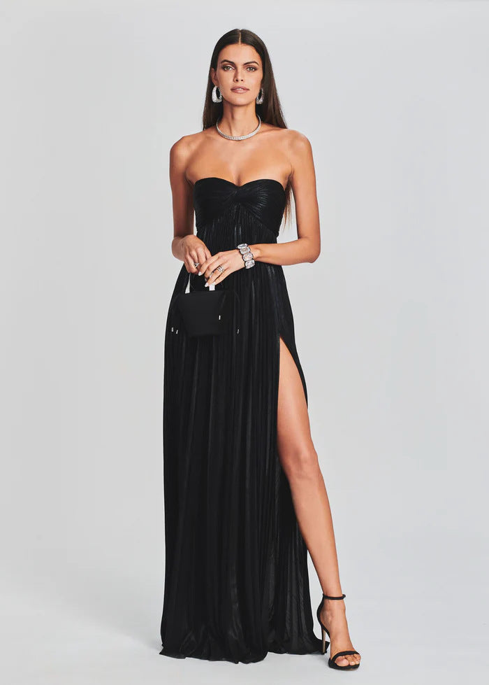 Damen Abendkleid mit schulterfreiem Design und elegantem Schlitz R&B