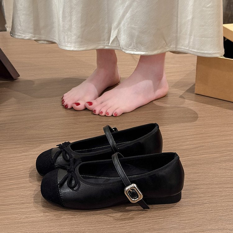 Damen Ballerinas mit elegante Schnalle und dekorativer Schleifenverzierung R&B
