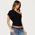 Damen asymmetrisches Trägershirt mit Sportstreifen R&B
