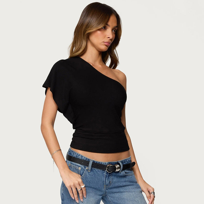 Damen asymmetrisches Trägershirt mit Sportstreifen R&B