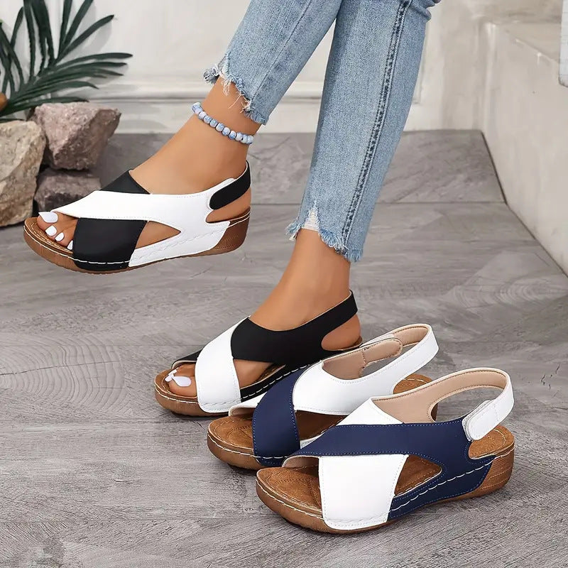 Damen Wedgesandalen mit modischem Kreuzriemen-Design und anatomischer Fußbettung R&B