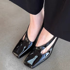 Damen elegante Slingback-Pumps mit glänzender Kappenfront R&B