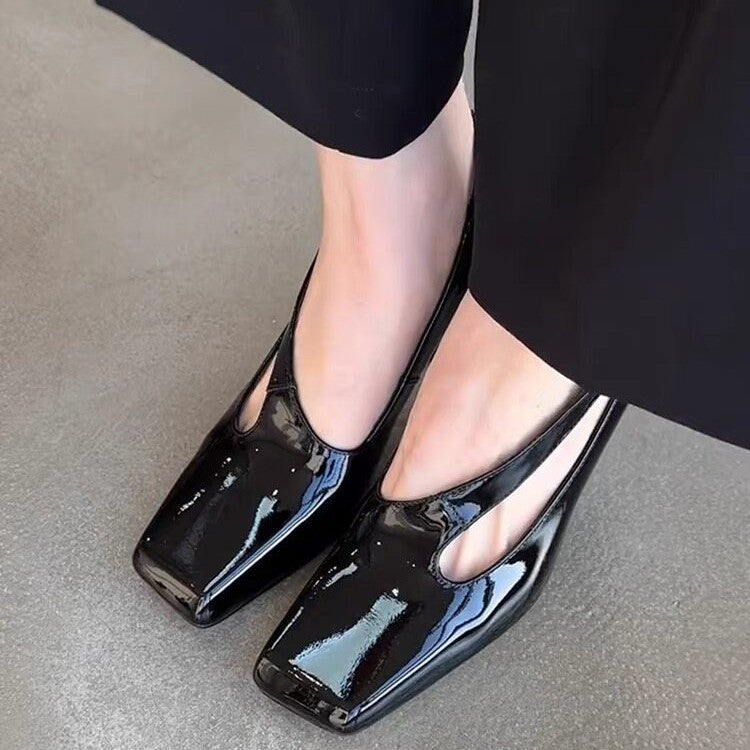 Damen elegante Slingback-Pumps mit glänzender Kappenfront R&B