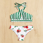 Damen Bikini mit hoch geschnittenem Slip und modischem Wickeloberteil R&B