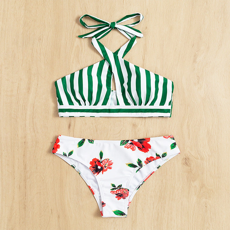 Damen Bikini mit hoch geschnittenem Slip und modischem Wickeloberteil R&B