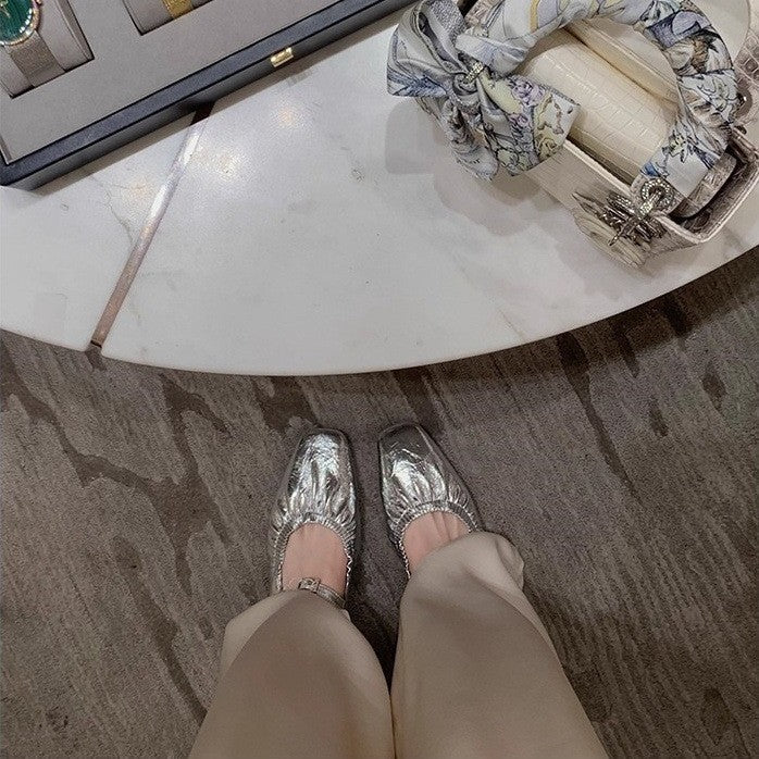 Damen elegante Slingback-Ballerinas mit modischem Rüschendesign R&B