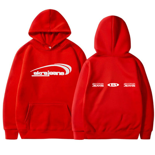 Damen Kapuzensweater mit modernem Logo-Design und praktischen Kängurutaschen R&B