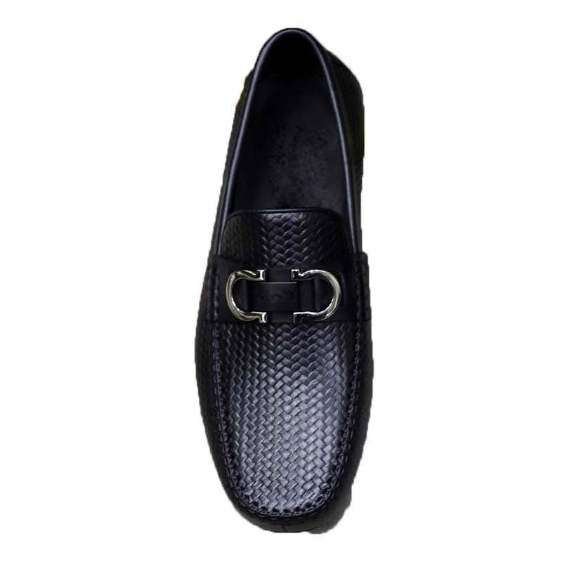 Damen Mokassin mit geflochtenem Leder und modischem Schnallen-Detail R&B