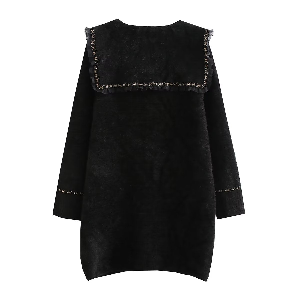 Damen Langarmjacke mit dekorativem Kragen und funktionalen Taschen R&B