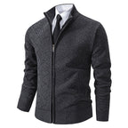 Herren Strickjacke mit modernem Zipper und kreativem Muster
