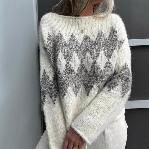 Damen Strickpullover mit modernem Wellenmuster und angenehmer Passform R&B