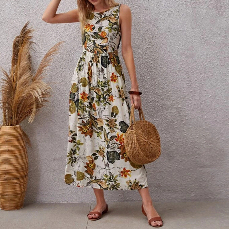 Damen Maxikleid mit floralen Akzenten und fließendem Schnitt R&B