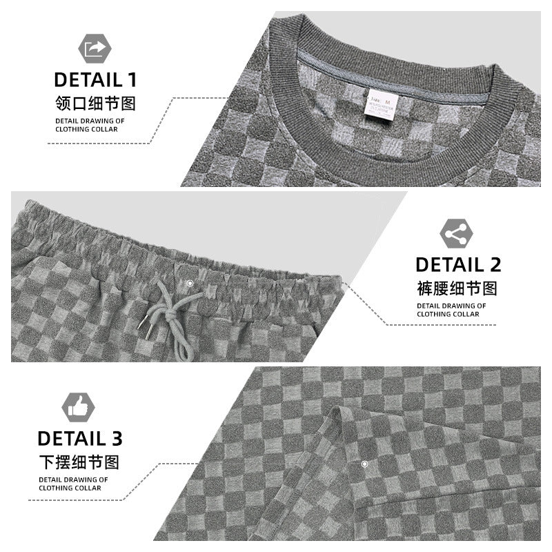 Unisex nan strukturiertes Relief-Set aus wabenartigem Jersey mit übergroßem Shirt und knielangen Shorts R&B