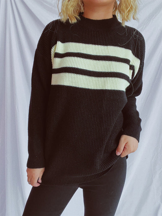 Damen lässiger Strickpullover mit modischen Streifen R&B
