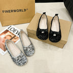Damen Ballerinas mit Glitzer und Schleife von EB