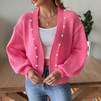 Damen Strickjacke mit geschmackvollen Perlenakzenten und weitem Schnitt R&B