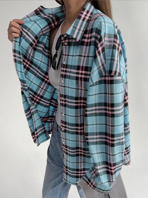 Damen lässige Karierte Hemdbluse R&B