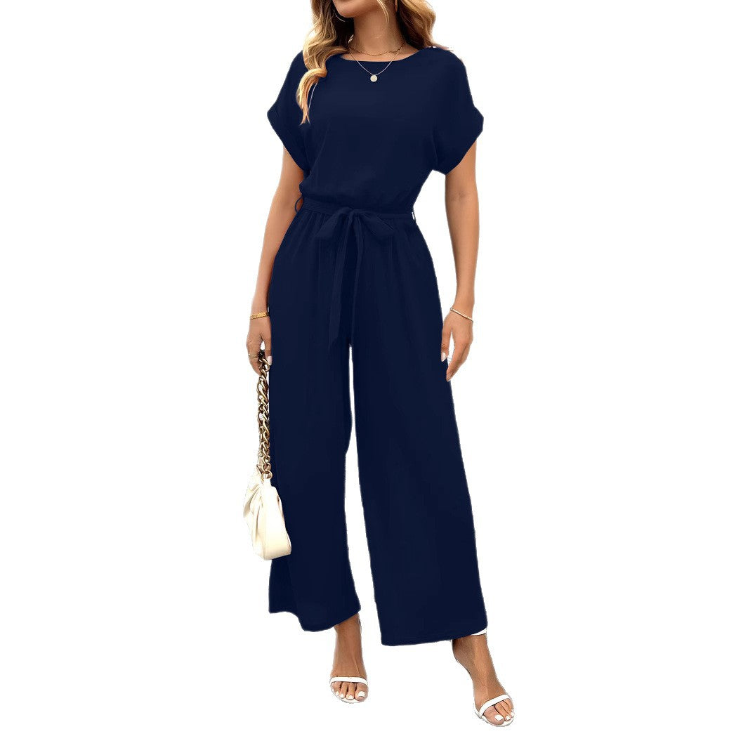Damen Eleganter Jumpsuit mit Taillengürtel R&B