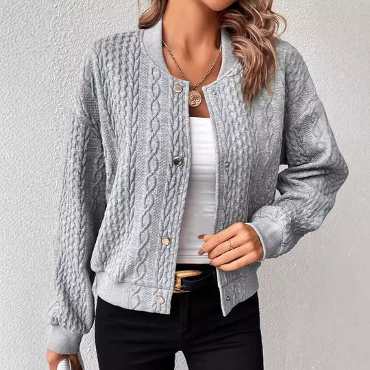 Damen Lässige Strickjacke mit strukturierter Oberfläche und Knopfleiste R&B