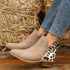 Damen elegante Ankle Boots mit modischem Leopardenmuster R&B