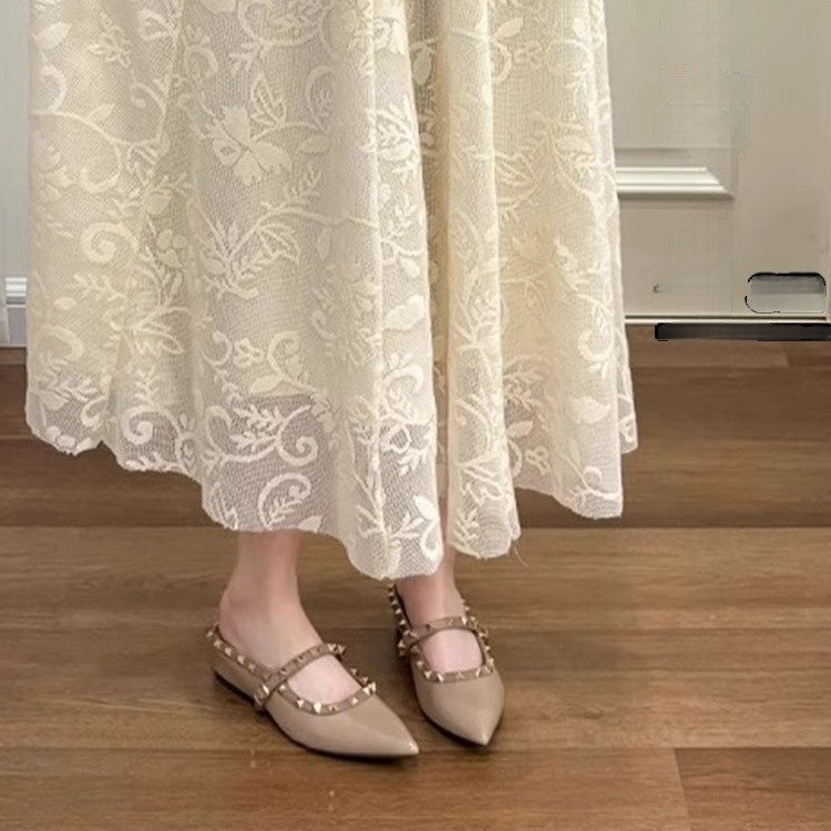 Damen elegante Slingback Ballerinas mit dekorativen Nieten R&B