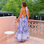 Damen Maxi Kleid mit Halterneck und elegantem Print R&B
