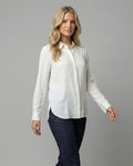 Elegantes minimalistisches Damenhemd mit Polokragen aus weichem Baumwollmix