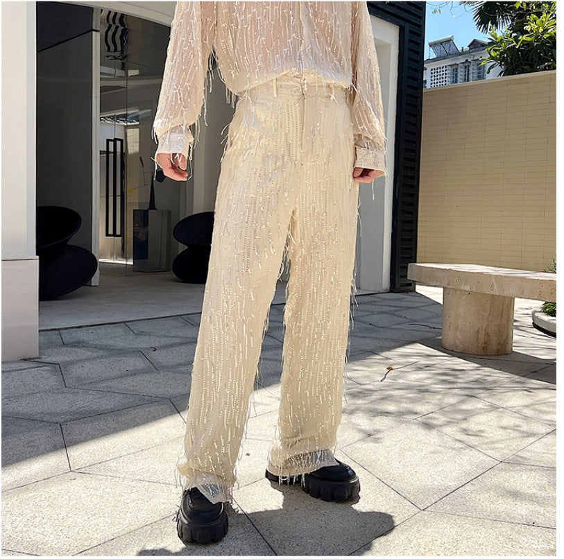 Damen modische Statement-Hosen mit Fransen R&B