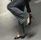 Damen elegante Pumps mit luxuriösem Riemen und spitzem Zehenbereich R&B