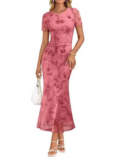 Damen Maxikleid mit floralen Stickereien R&B