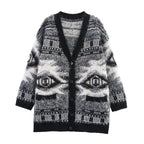 Damen Gemusterter Langarm-Cardigan mit Knopfleiste R&B