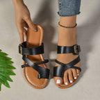 Damen geflochtene Sandalen mit verstellbarem Schnallenriemen R&B