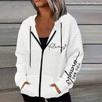Damen nan oversized Kapuzenjacke mit Reißverschluss, handgeschriR&Bener Typo-Applikation und Kontrast-Eingrifftaschen R&B