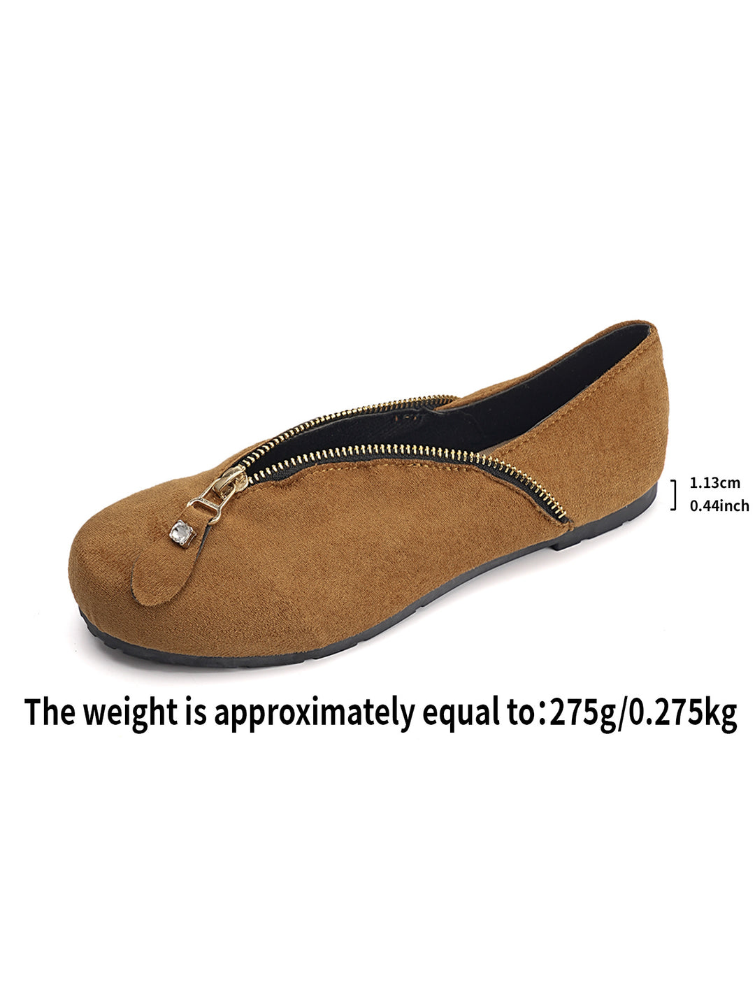 Damen Elegante Slip-On Ballerinas mit Reißverschluss R&B