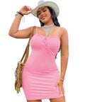 Damen figurbetontes Rippkleid mit verstellbaren Trägern R&B