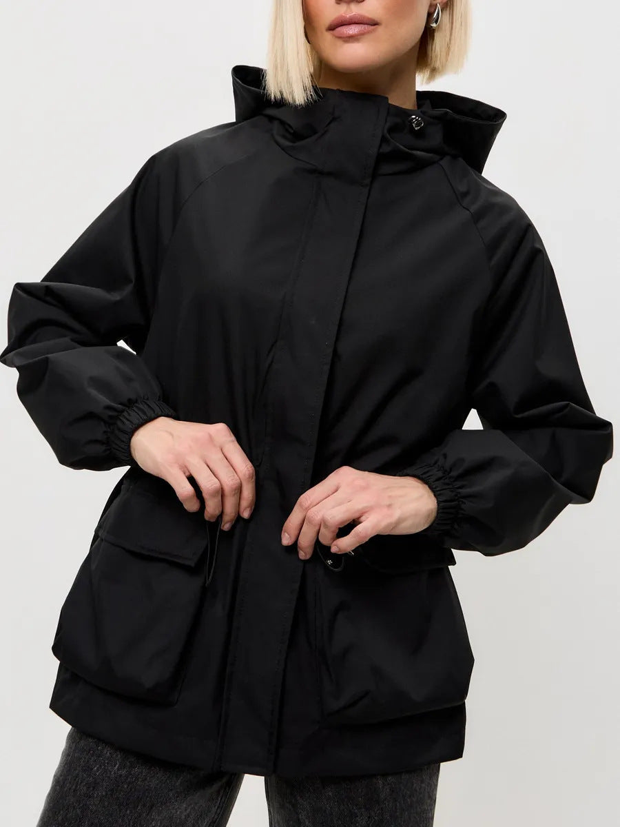 Damen lässige wasserdichte Jacke mit verstellbarem Bund R&B
