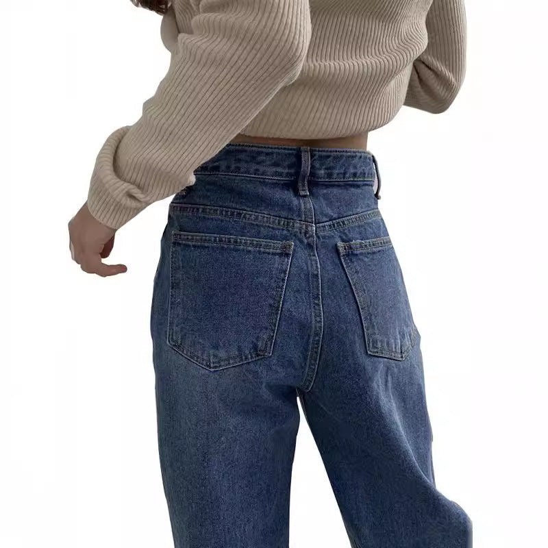 Damen Hoch geschnittene Jeans mit weitem Bein R&B