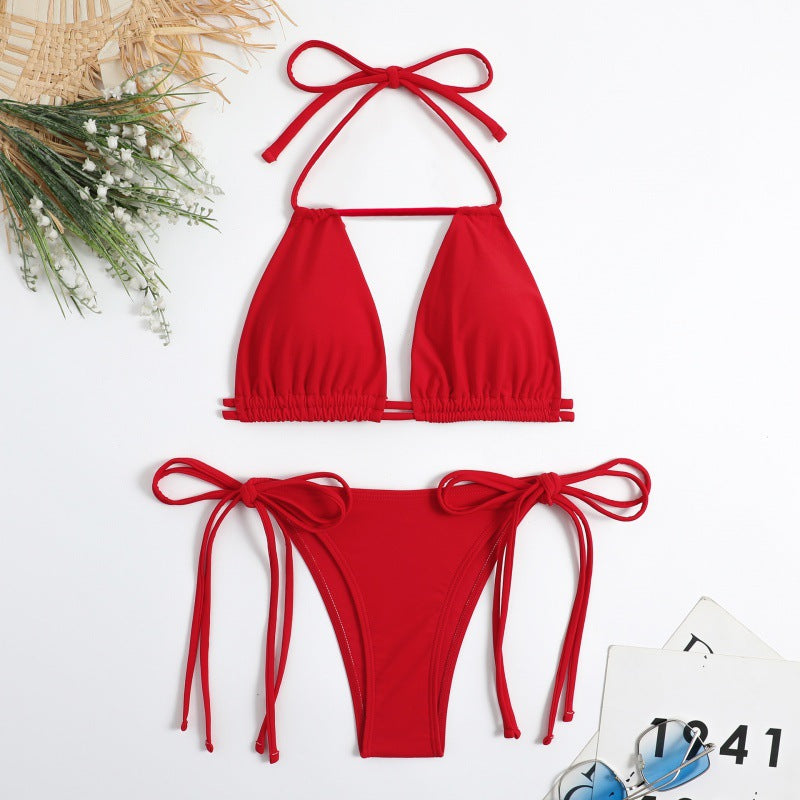 Damen Triangel-Bikini mit flexiblen Bindebändern und modischem Schnitt R&B