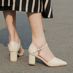 Damen elegante Halbschuhe mit modischer Schnallenverzierung und stabilen Blockabsatz R&B