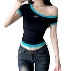 Damen figurbetontes Kurzarmshirt R&B