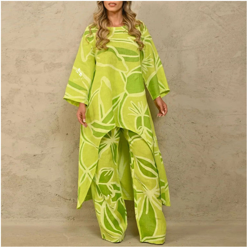 Damen Lässiges Tunika- und Hosen-Set mit floralem Muster R&B