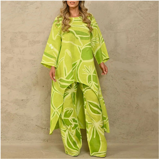 Damen Lässiges Tunika- und Hosen-Set mit floralem Muster R&B