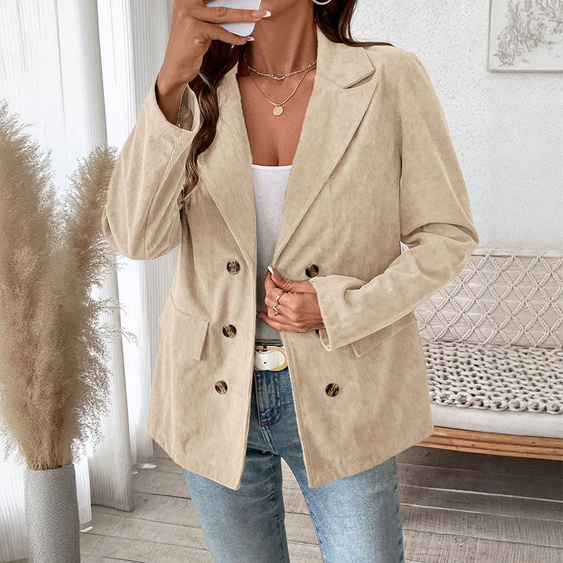 Damen samtiger Blazer mit doppelter Knopfleiste und elegantem Schnitt R&B