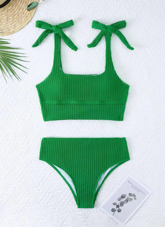 Damen Bikini-Set mit trendigem Rippdesign und verstellbaren Bindeträgern R&B
