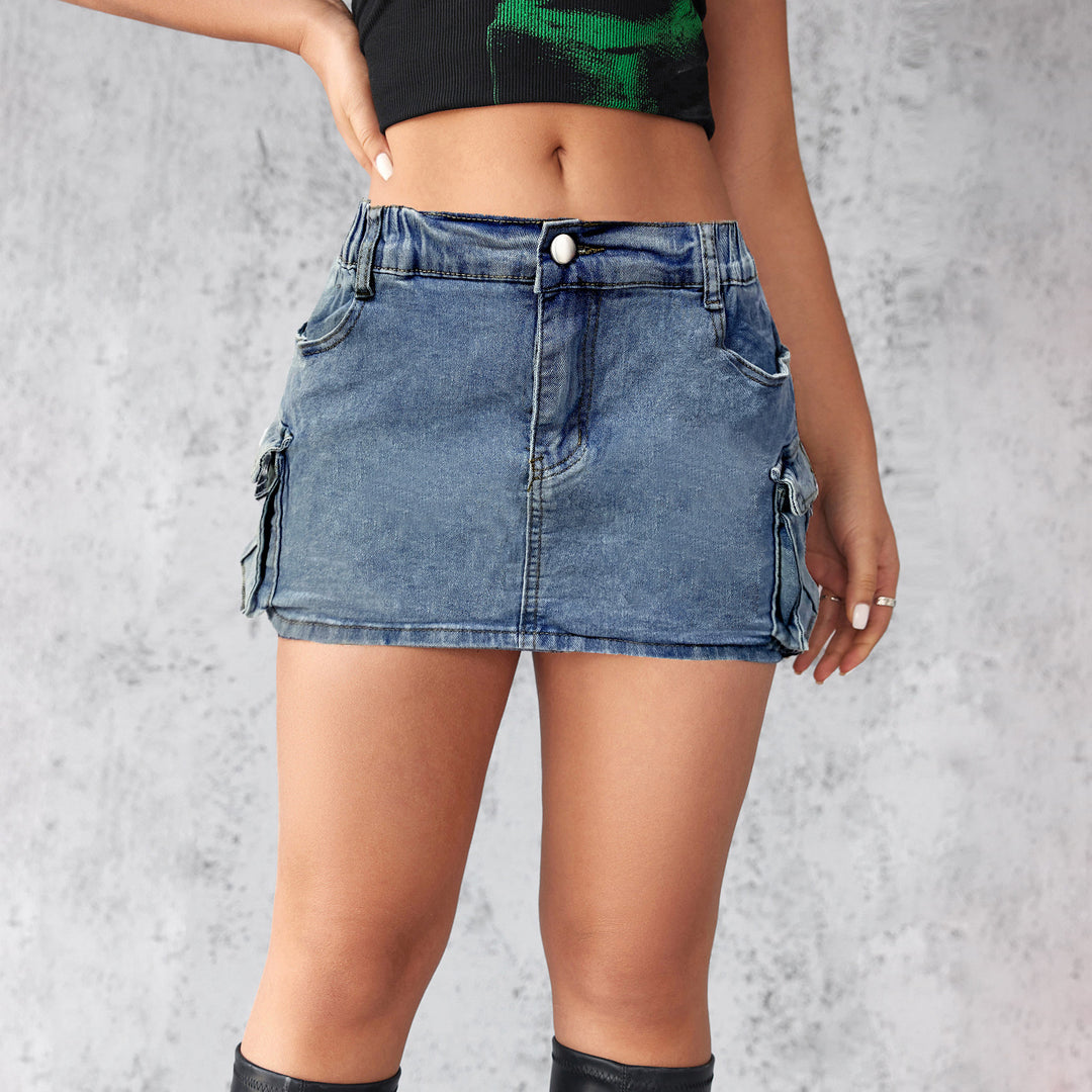 Damen Cargo-Rock im Jeansstil mit funktionalen Taschen R&B
