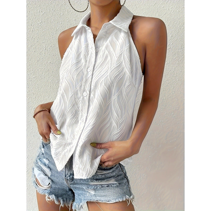 Damen ärmelloses Blusenshirt mit eleganter Struktur R&B