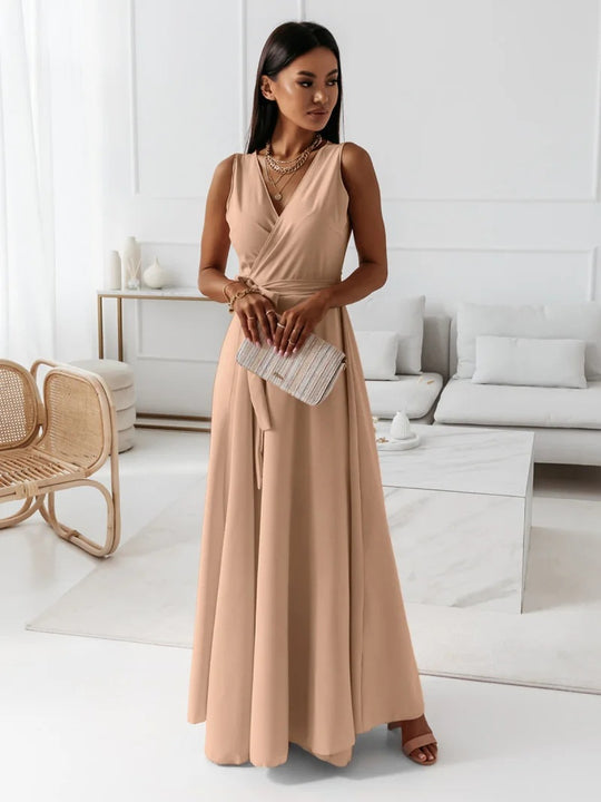 Damen Elegantes Wickel-Minikleid mit tiefem V-Ausschnitt und fließendem Stoff R&B