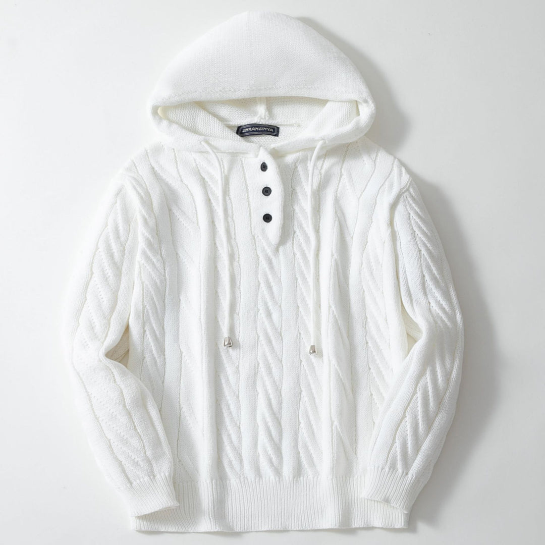 Herren gemütlicher Strickpullover mit Kapuze R&B